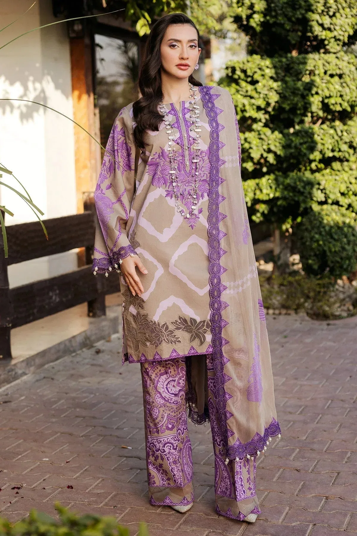 Charizma Print Melody Purple Chiffon – view 5 – Poshaq