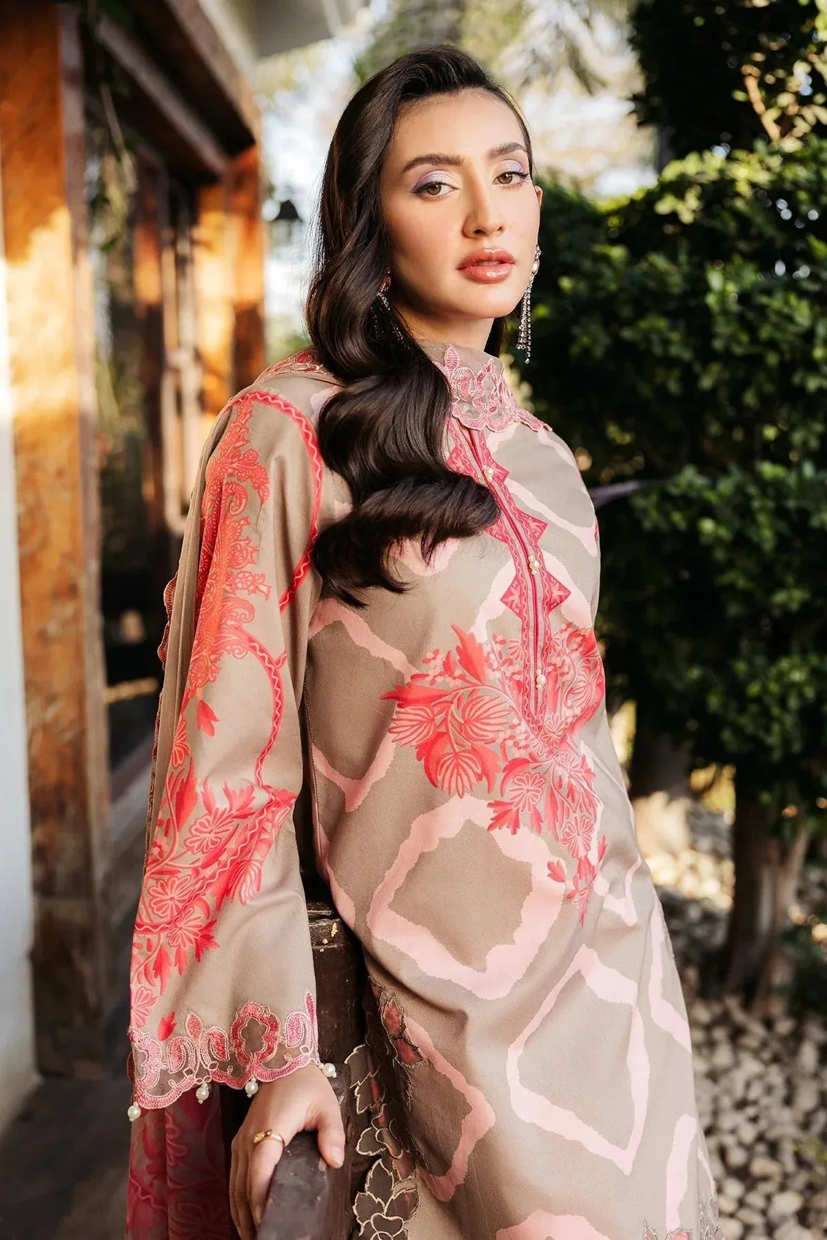Charizma Print Melody Red Chiffon – view 4 – Poshaq