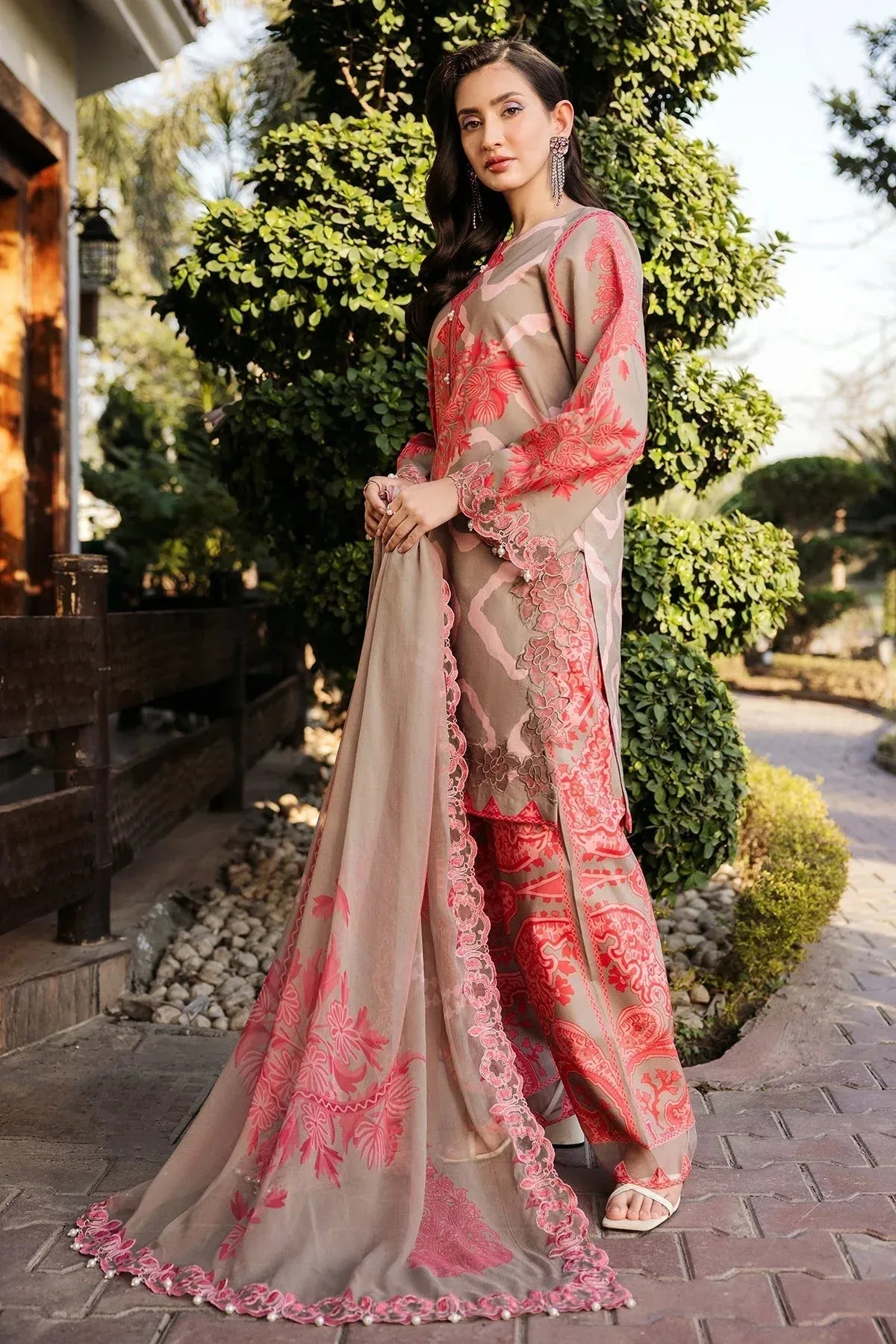 Charizma Print Melody Red Chiffon – view 5 – Poshaq