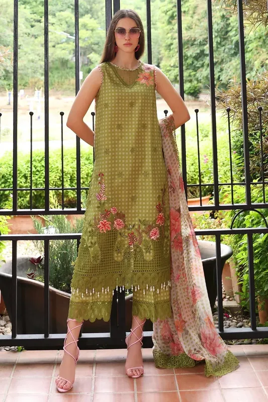 Charizma Rang e Bahar mendhi Chiffon – view 1 – Poshaq