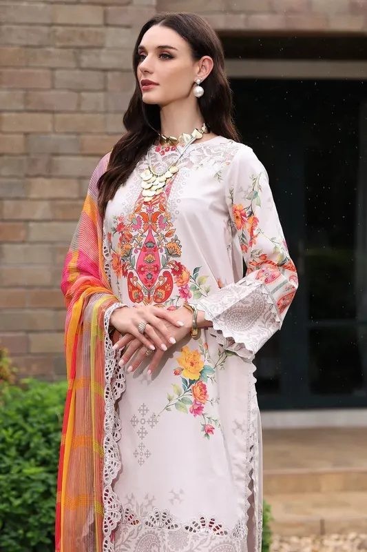 Charizma Rang e Bahar White Chiffon – view 1 – Poshaq