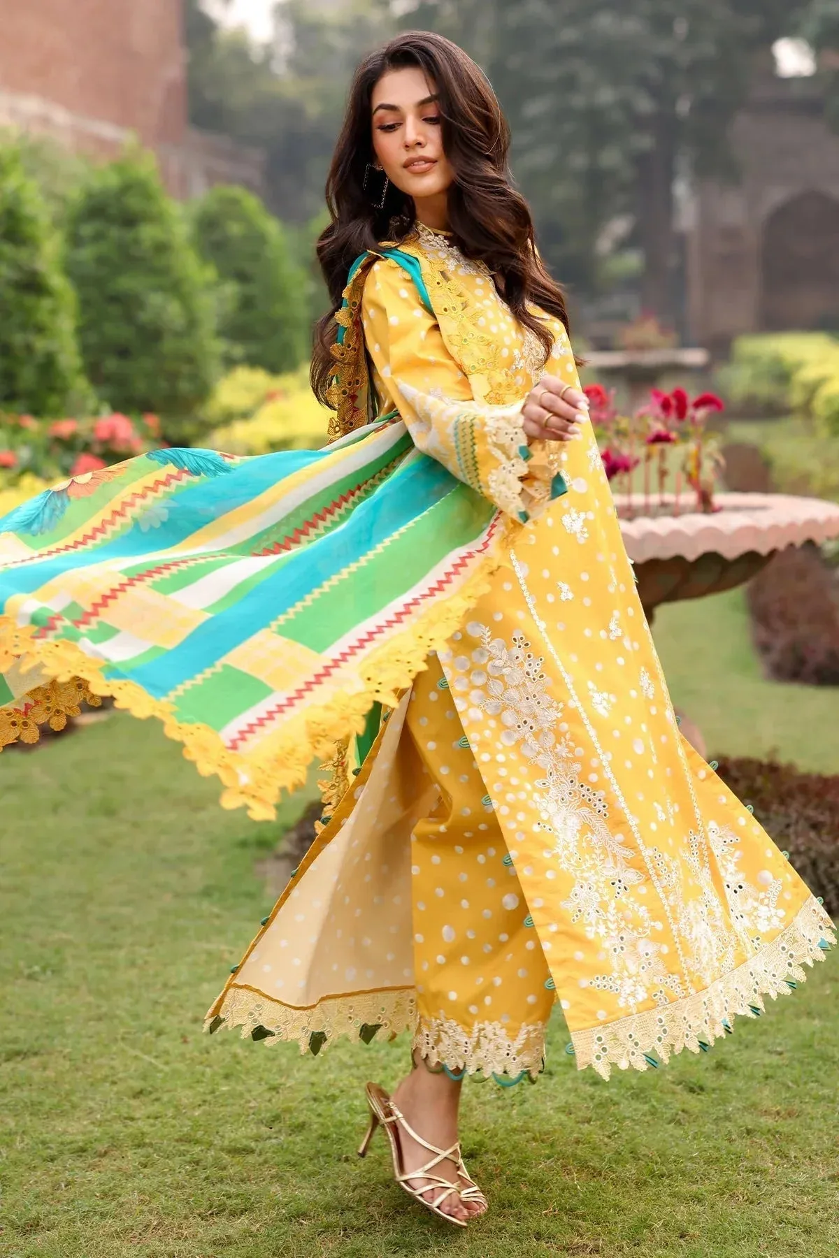 Charizma Rang e Bahar Mustard Yellow Chiffon – view 3 – Poshaq
