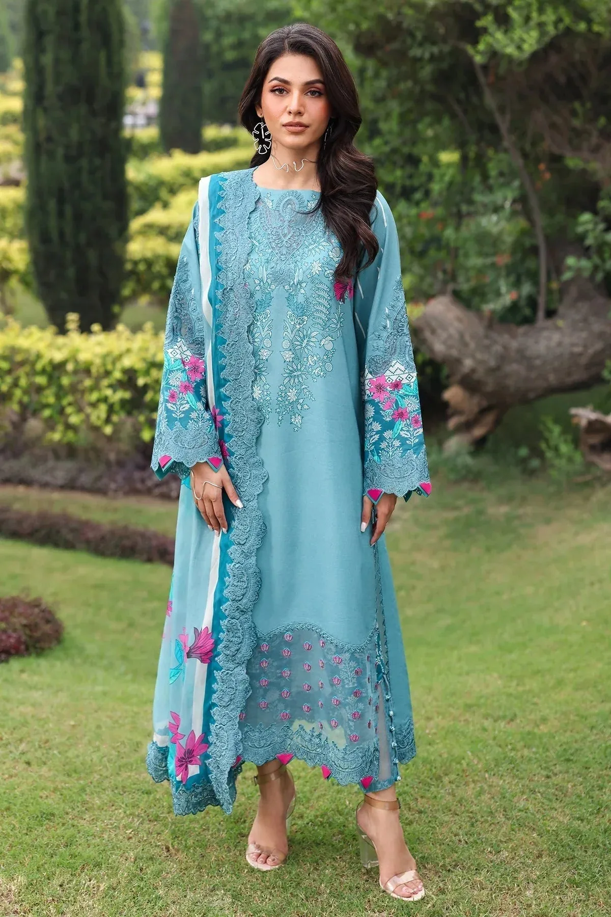 Charizma Rang e Bahar Teal Chiffon – view 1 – Poshaq