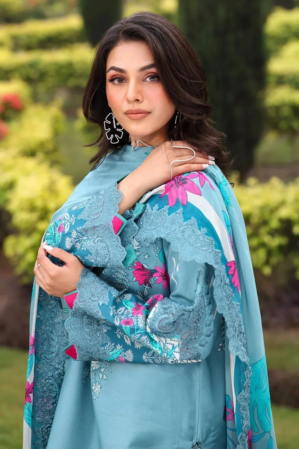 Charizma Rang e Bahar Teal Chiffon – view 2 – Poshaq