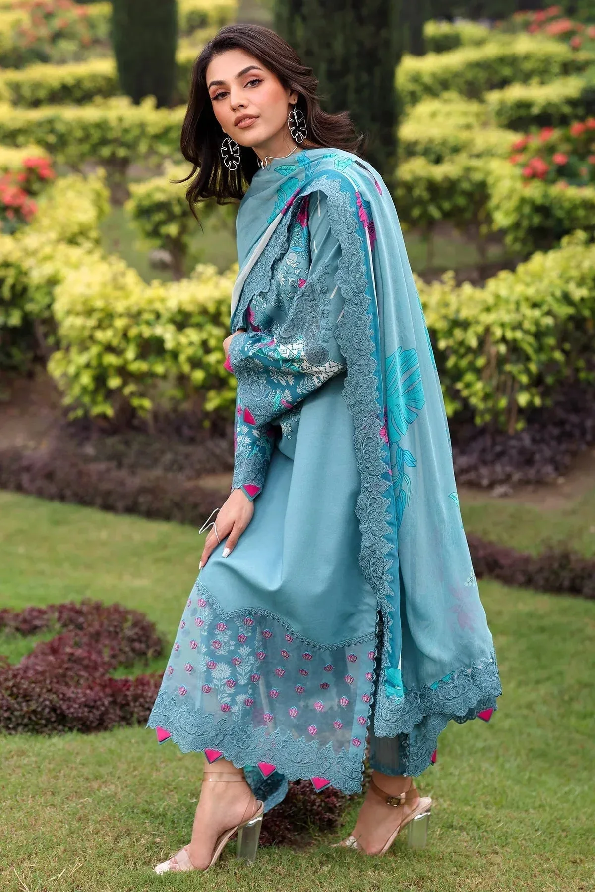 Charizma Rang e Bahar Teal Chiffon – view 3 – Poshaq