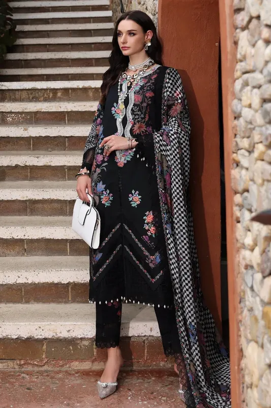 Charizma Rang e Bahar Black Chiffon – view 1 – Poshaq