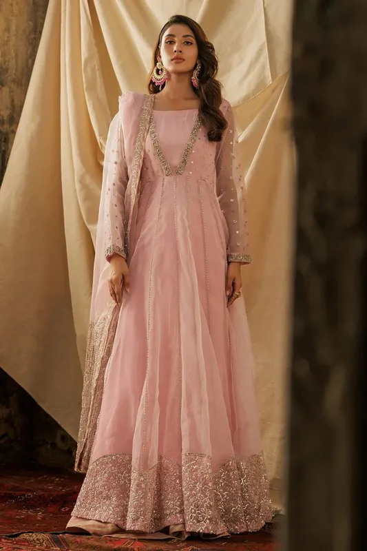Charizma Festive Pret Pink Raw Silk – view 1 – Poshaq