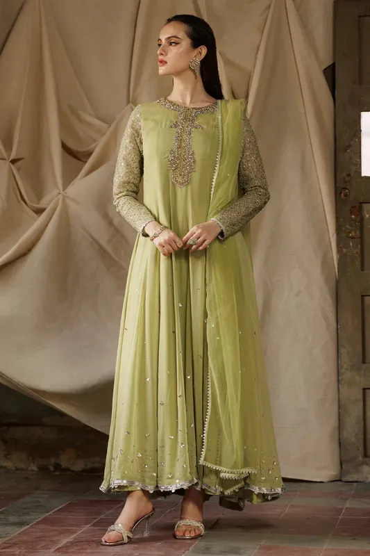 Charizma Festive Pret Lime Raw Silk – view 1 – Poshaq