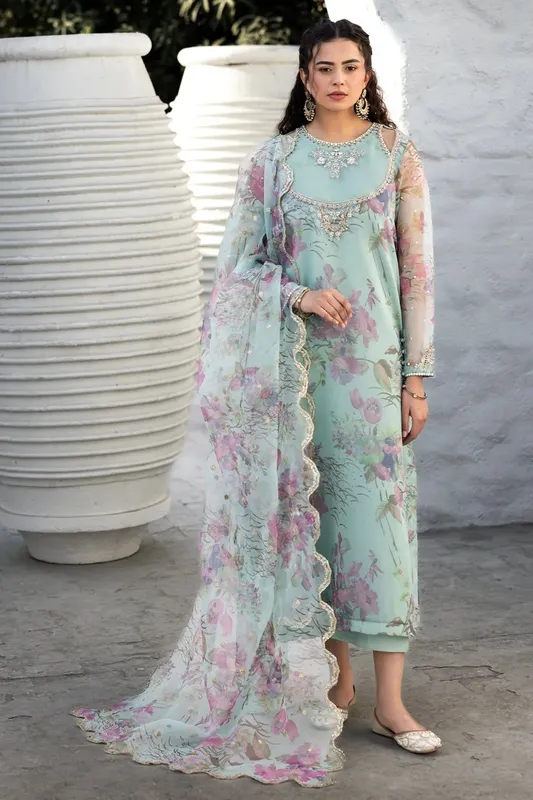 Charizma Festive Pret Ice Blue Raw Silk – view 1 – Poshaq