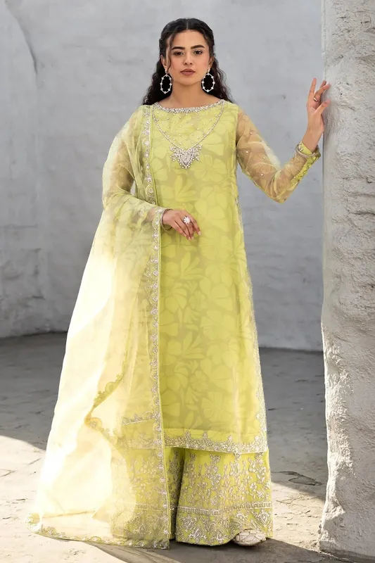 Charizma Festive Pret Lime Raw Silk – view 1 – Poshaq