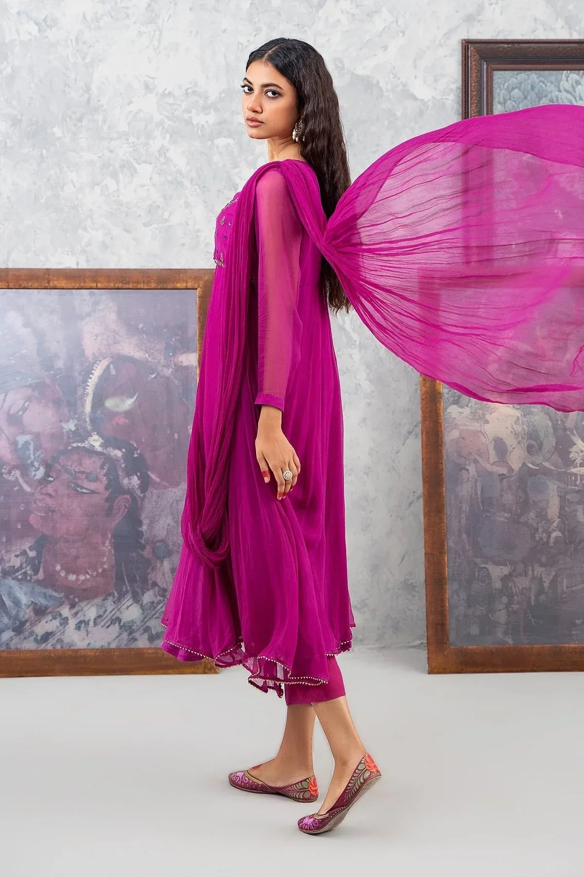 Charizma Festive Pret Pink Chiffon – view 3 – Poshaq