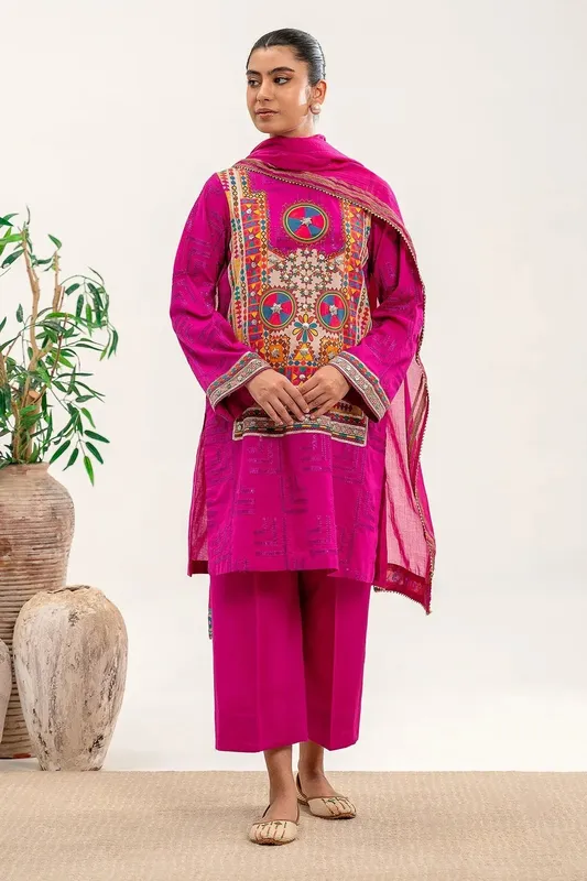 Charizma Festive Pret Magenta Lawn – view 1 – Poshaq