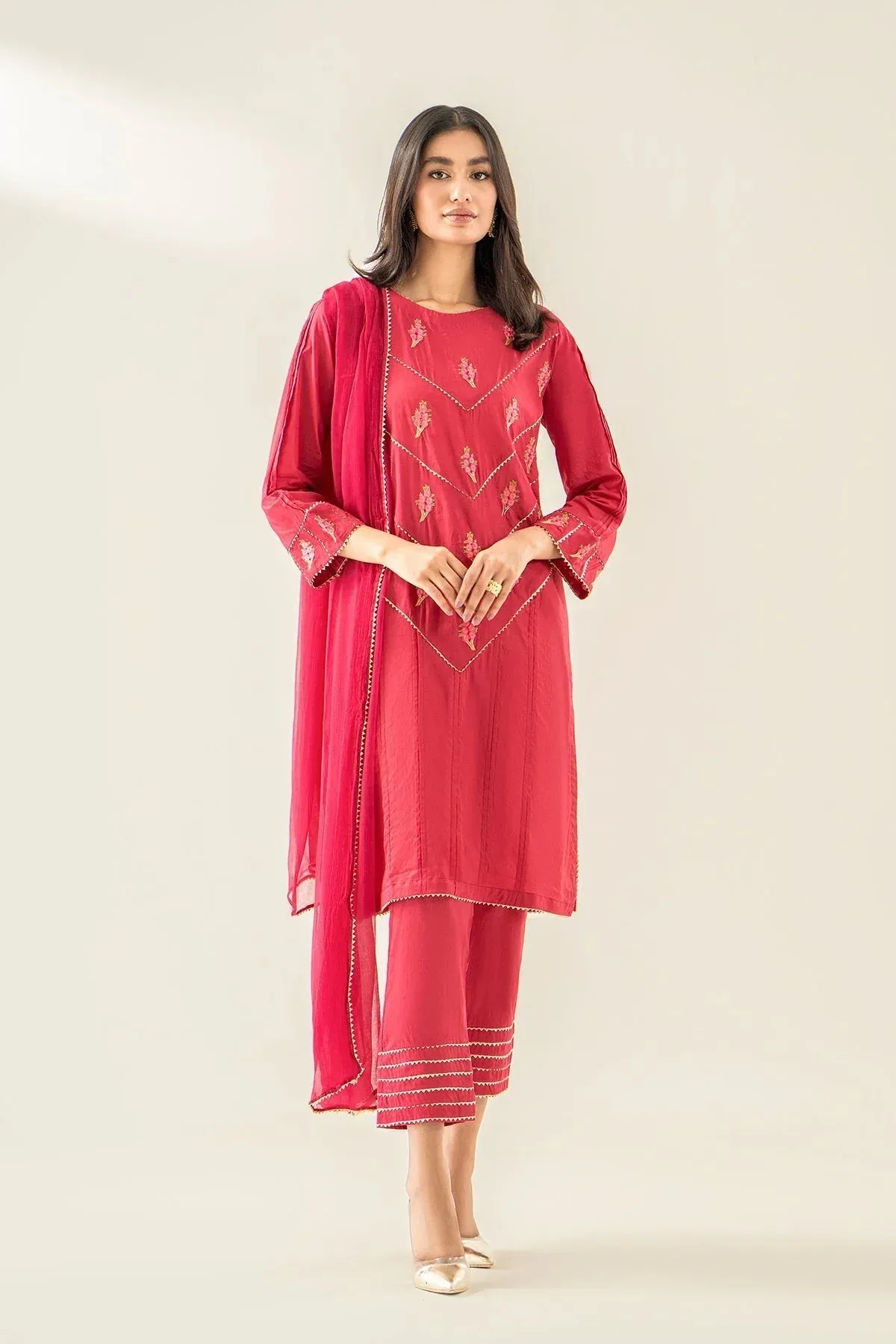 Charizma Festive Pret Pink Chiffon – view 1 – Poshaq