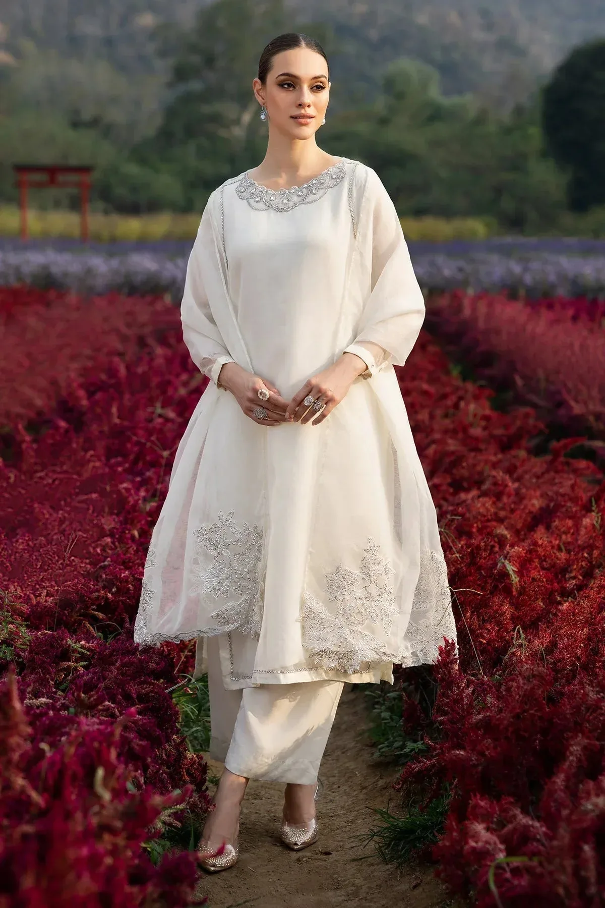 Charizma Festive Pret White Raw Silk – view 1 – Poshaq
