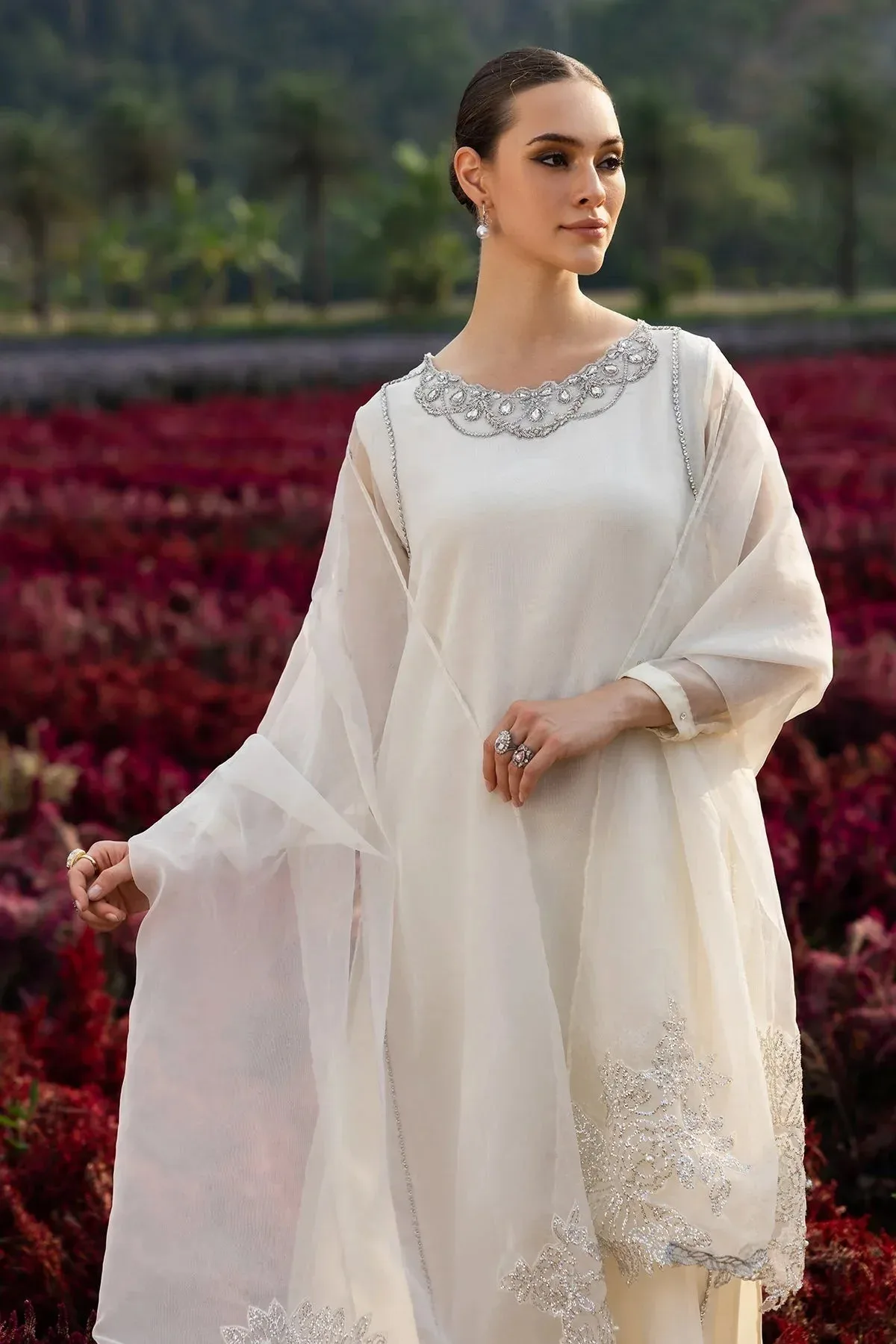 Charizma Festive Pret White Raw Silk – view 5 – Poshaq