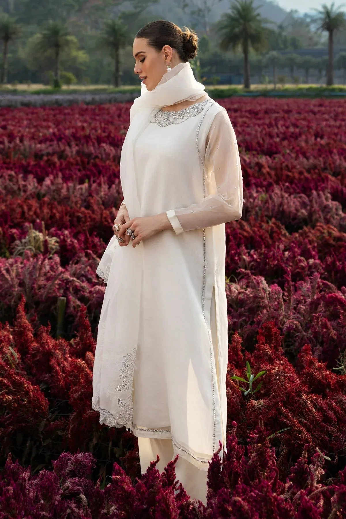 Charizma Festive Pret White Raw Silk – view 6 – Poshaq