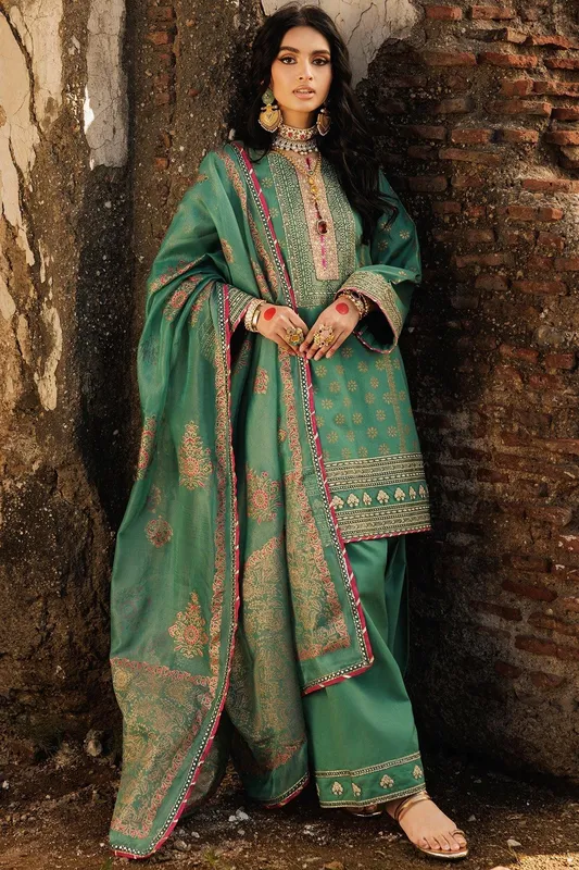 Charizma Festive Pret Green Cotton – view 1 – Poshaq
