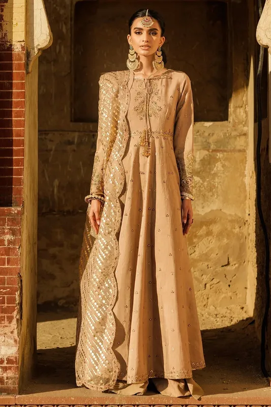 Charizma Festive Pret Beige Raw Silk – view 1 – Poshaq
