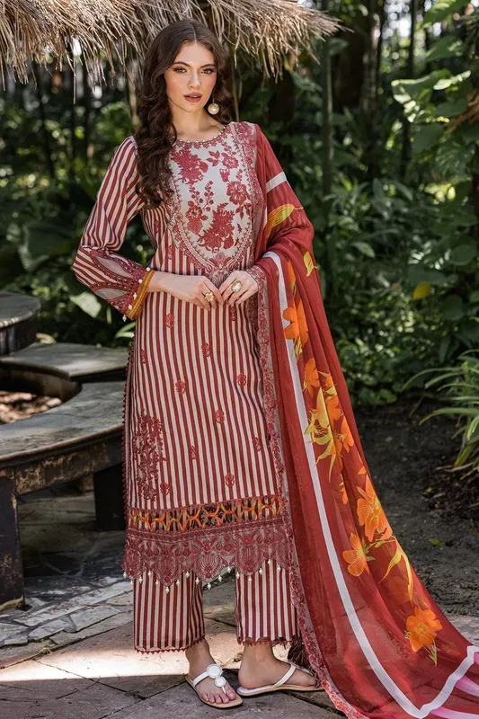 Charizma Naranji Lawn Rust Chiffon – view 1 – Poshaq