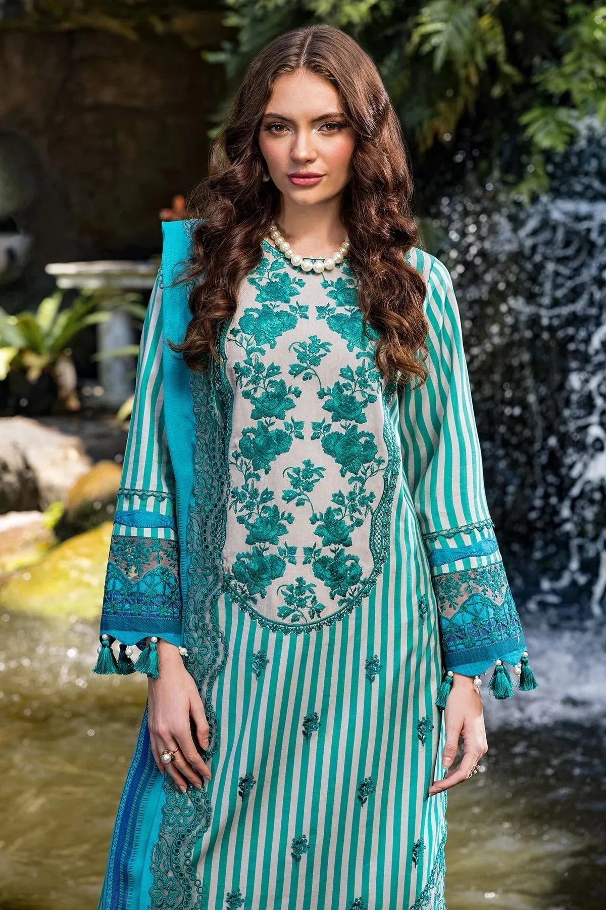 Charizma Naranji Lawn Teal Chiffon – view 4 – Poshaq