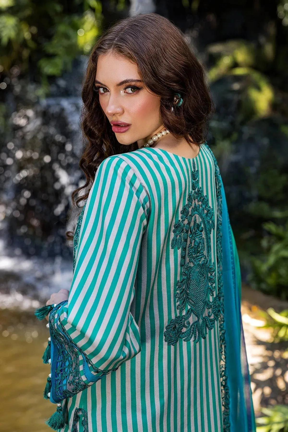 Charizma Naranji Lawn Teal Chiffon – view 5 – Poshaq