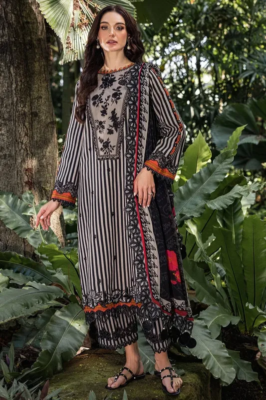 Charizma Naranji Lawn Black Chiffon – view 1 – Poshaq