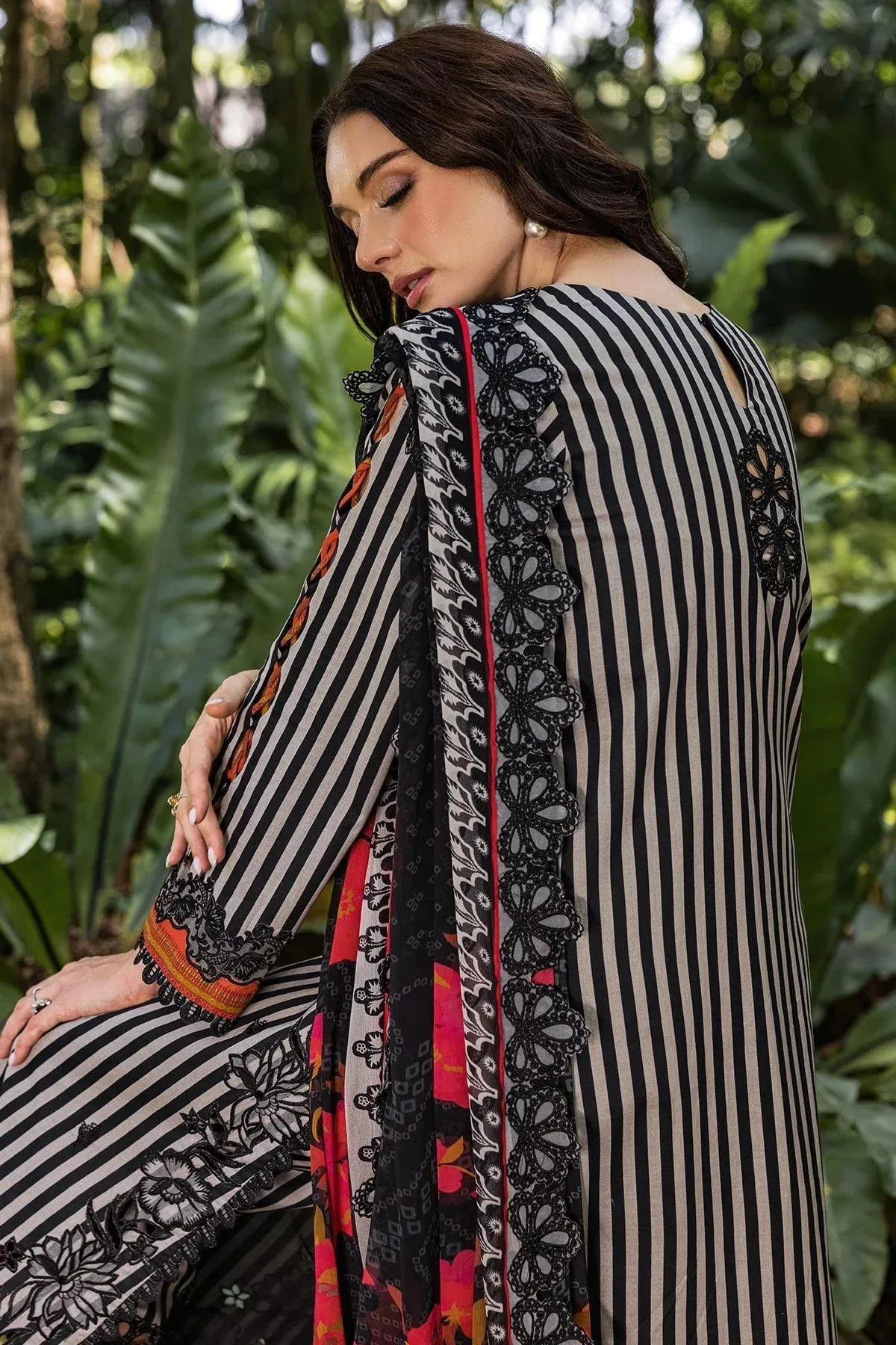 Charizma Naranji Lawn Black Chiffon – view 2 – Poshaq
