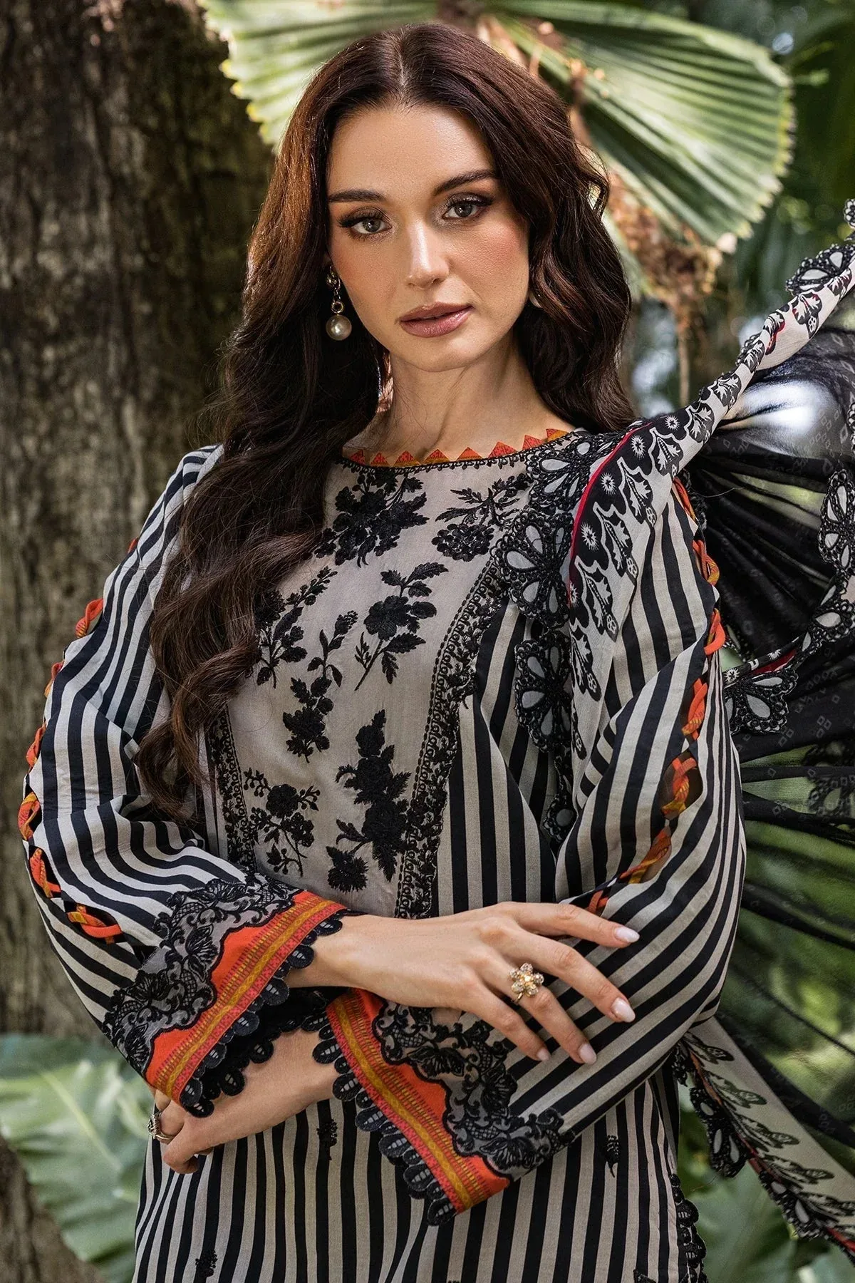 Charizma Naranji Lawn Black Chiffon – view 3 – Poshaq