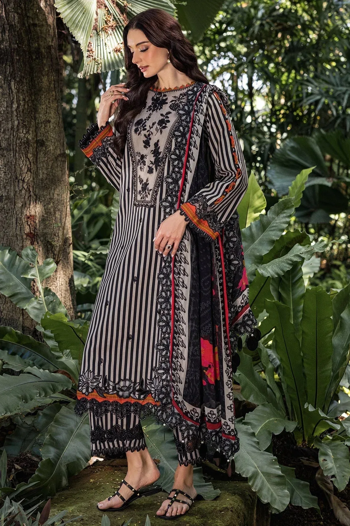 Charizma Naranji Lawn Black Chiffon – view 5 – Poshaq