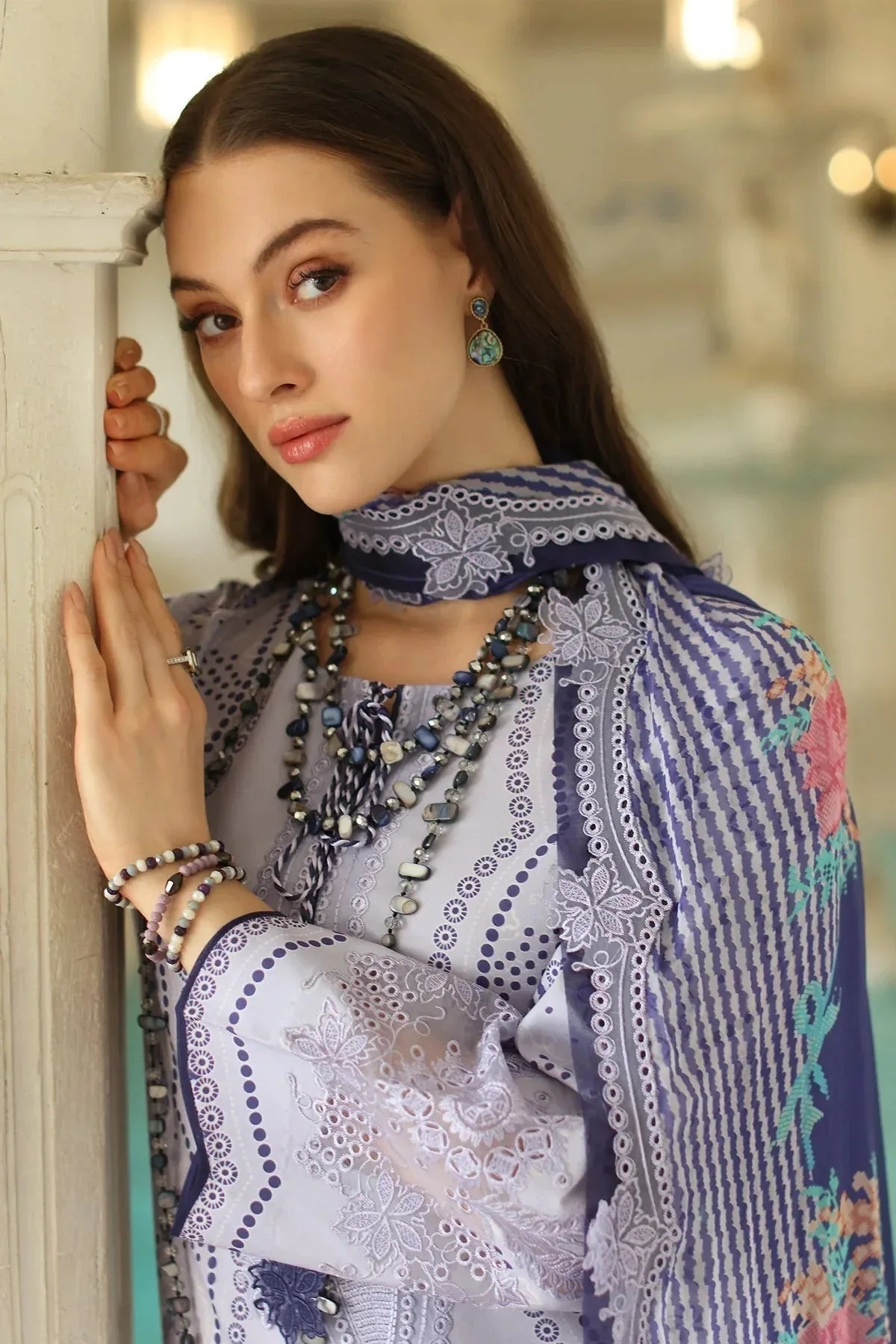 Charizma Aniq Lawn Collection Light Lavender Chiffon – view 3 – Poshaq