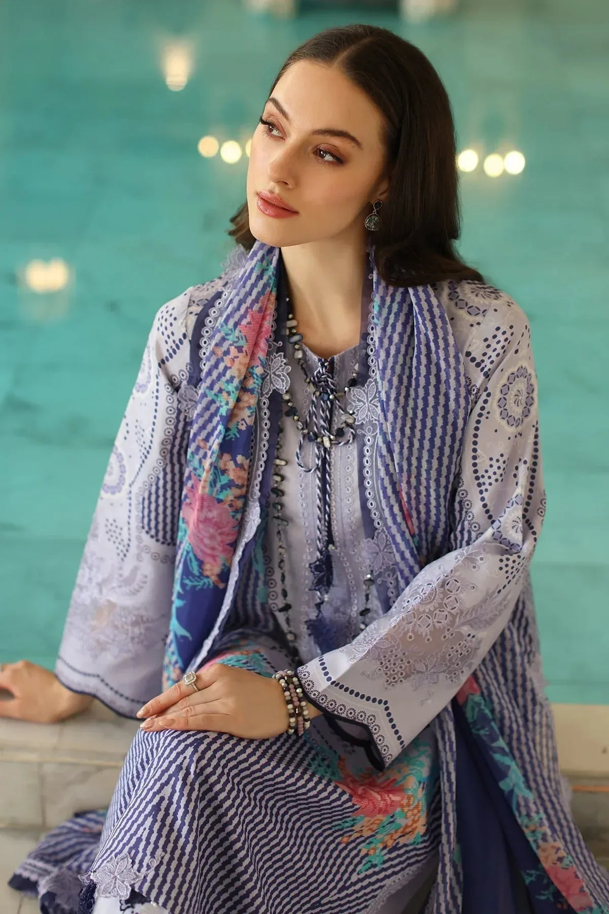 Charizma Aniq Lawn Collection Light Lavender Chiffon – view 5 – Poshaq