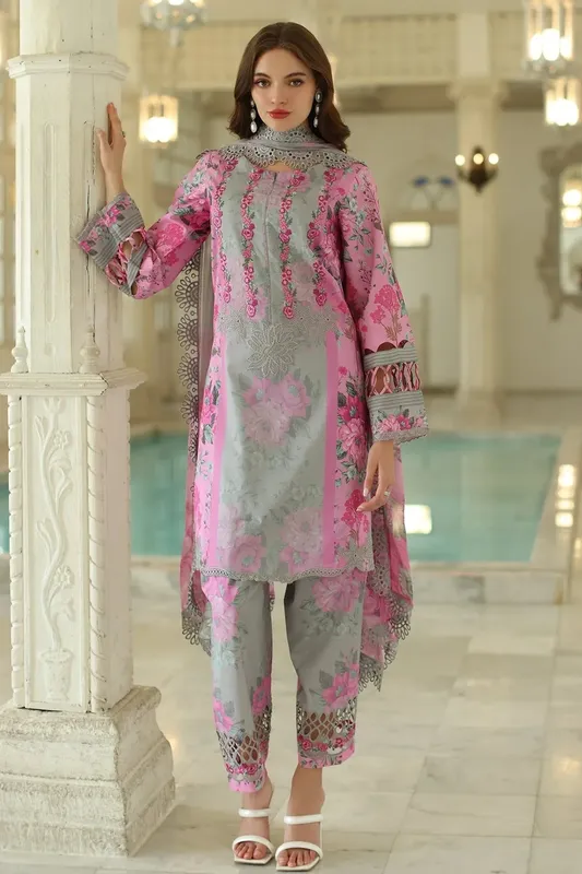 Charizma Aniq Lawn Collection Grey Chiffon – view 1 – Poshaq