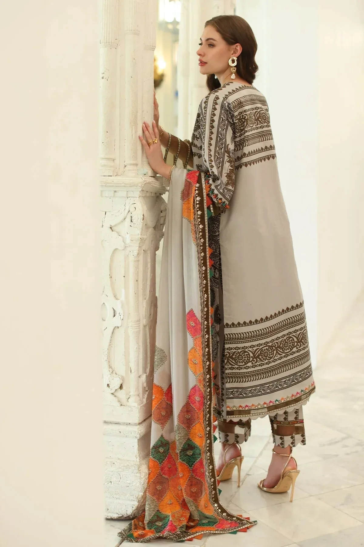 Charizma Aniq Lawn Collection Beige Chiffon – view 2 – Poshaq