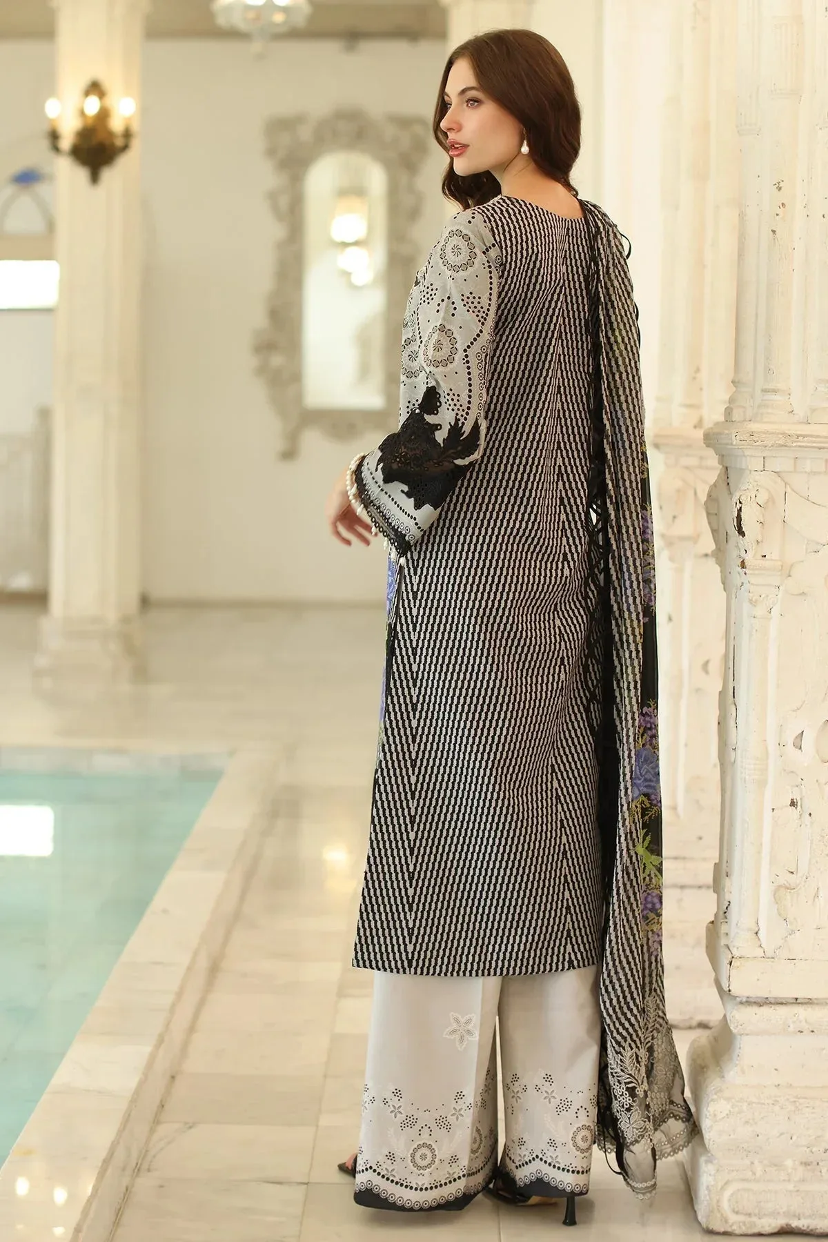 Charizma Aniq Lawn Collection Grey Chiffon – view 2 – Poshaq
