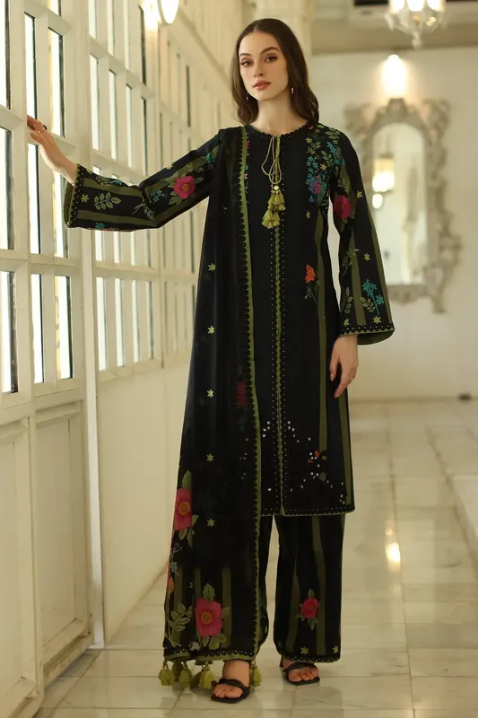 Charizma Aniq Lawn Collection Black Chiffon – view 1 – Poshaq