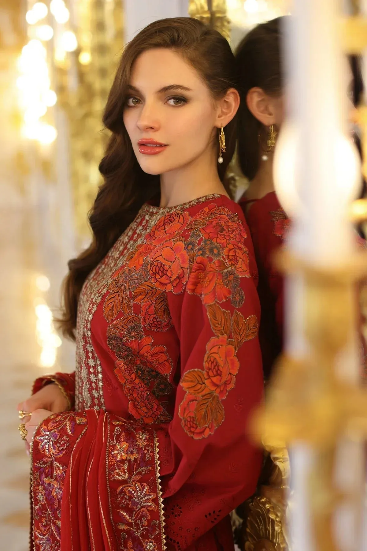 Charizma Tabeer Eid Edition 25 Red Chiffon – view 3 – Poshaq