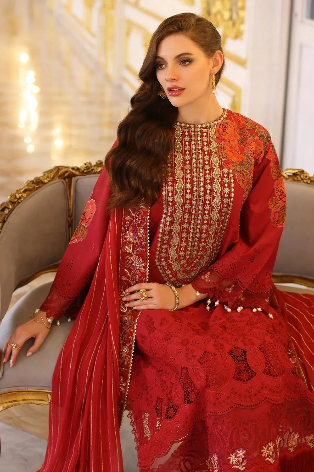 Charizma Tabeer Eid Edition 25 Red Chiffon – view 4 – Poshaq