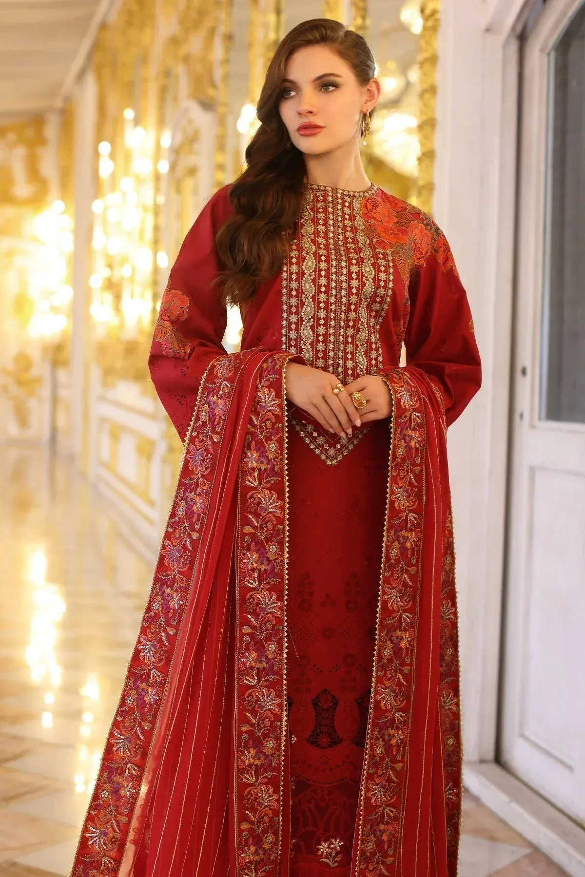 Charizma Tabeer Eid Edition 25 Red Chiffon – view 5 – Poshaq
