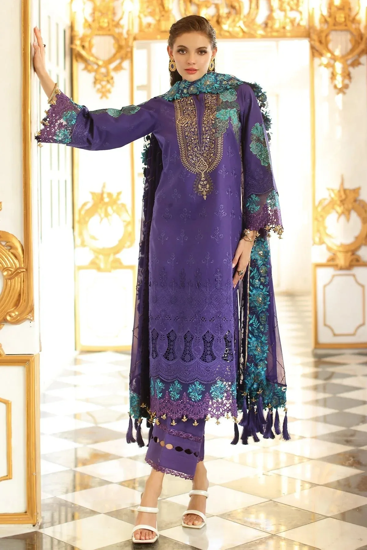 Charizma Tabeer Eid Edition 25 Dark Lavender Chiffon – view 1 – Poshaq