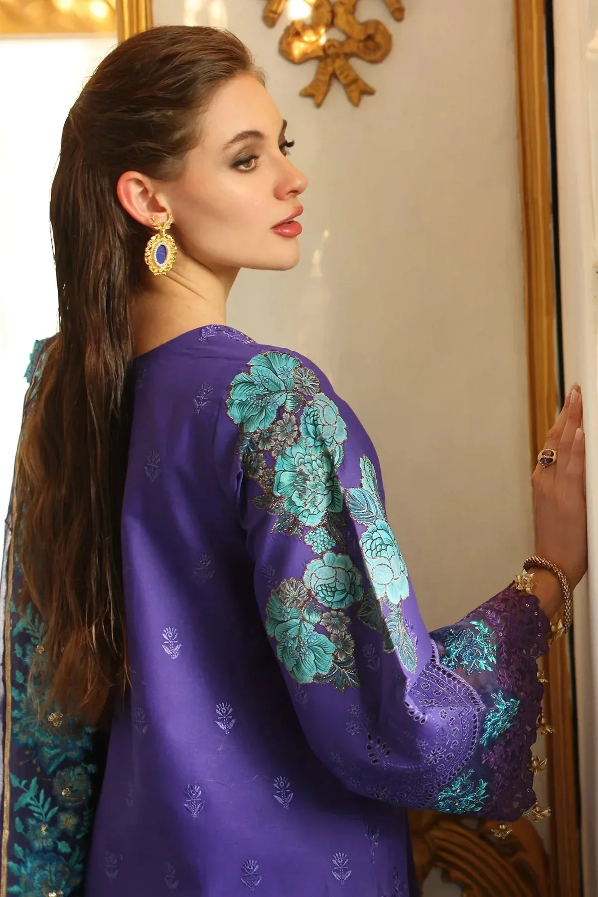 Charizma Tabeer Eid Edition 25 Dark Lavender Chiffon – view 2 – Poshaq