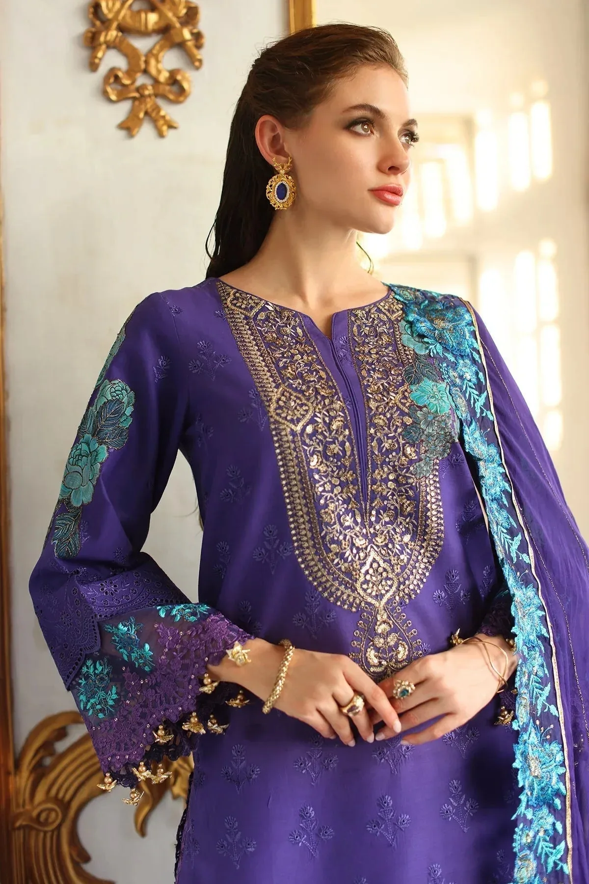 Charizma Tabeer Eid Edition 25 Dark Lavender Chiffon – view 3 – Poshaq
