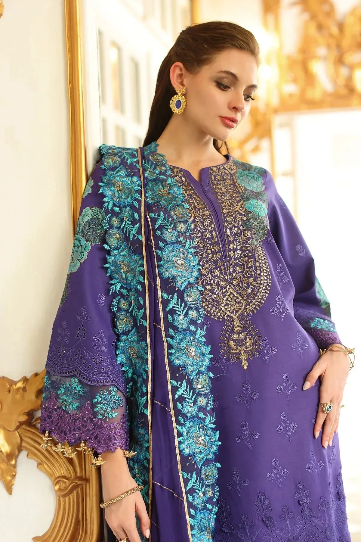 Charizma Tabeer Eid Edition 25 Dark Lavender Chiffon – view 4 – Poshaq