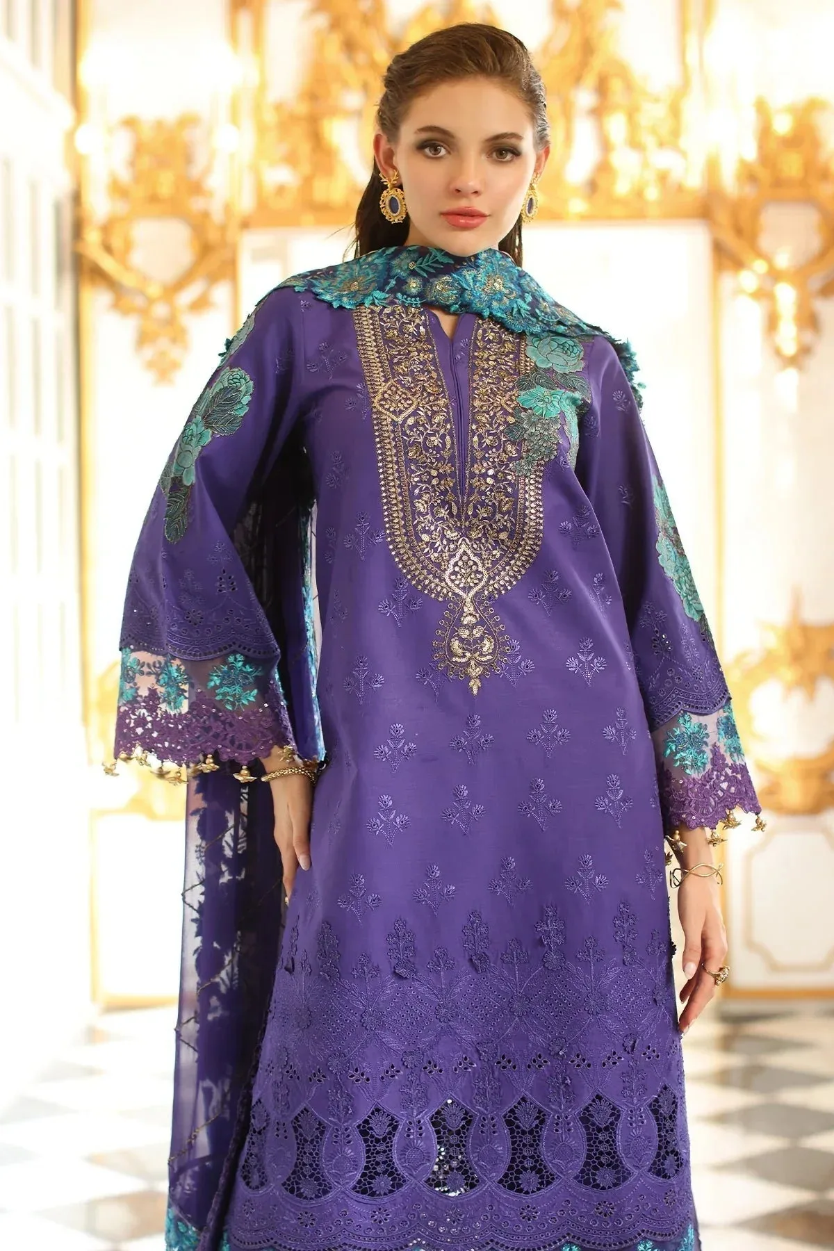 Charizma Tabeer Eid Edition 25 Dark Lavender Chiffon – view 5 – Poshaq