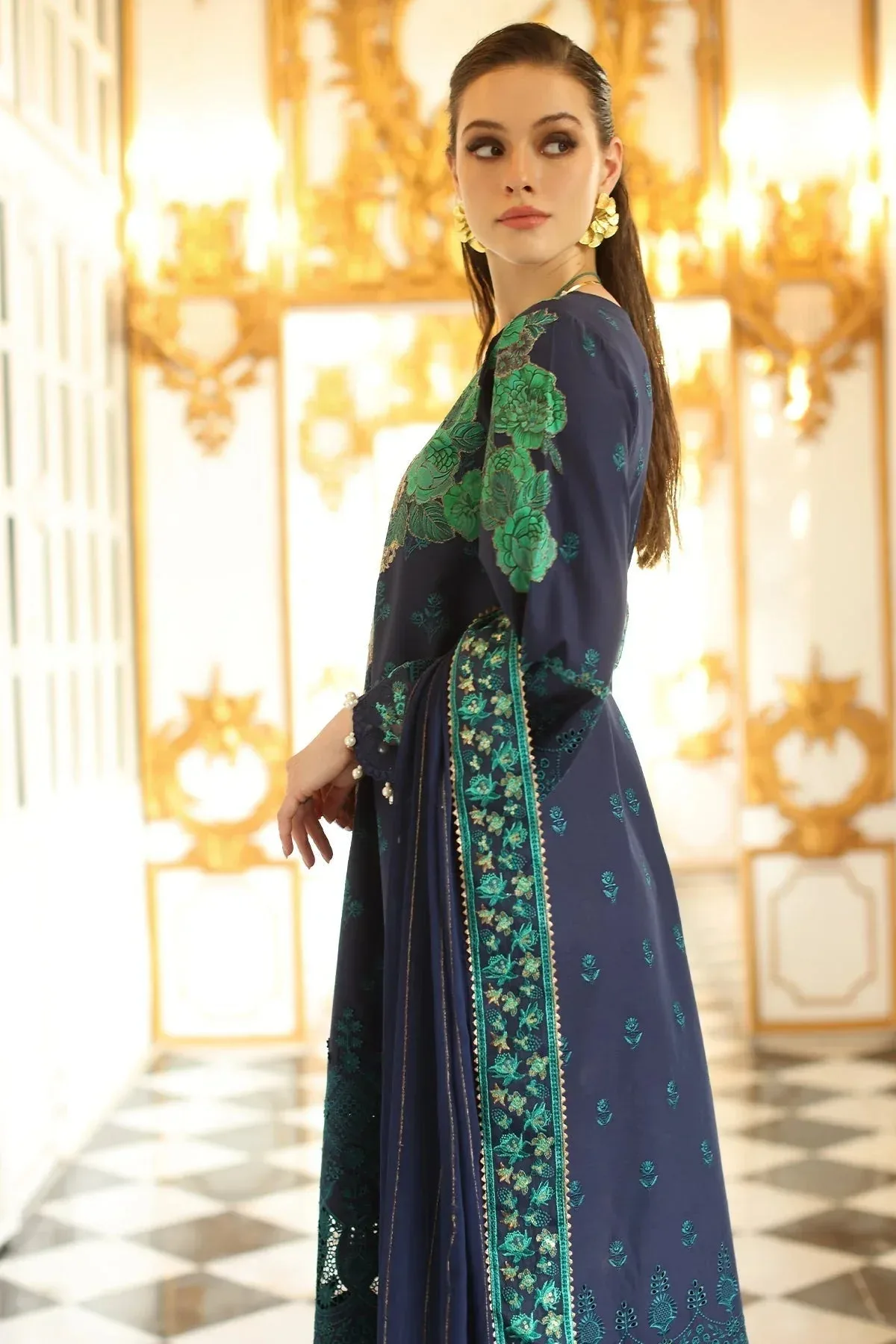Charizma Tabeer Eid Edition 25 Dark Blue Chiffon – view 2 – Poshaq