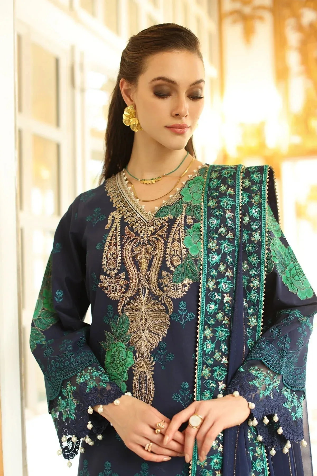 Charizma Tabeer Eid Edition 25 Dark Blue Chiffon – view 3 – Poshaq