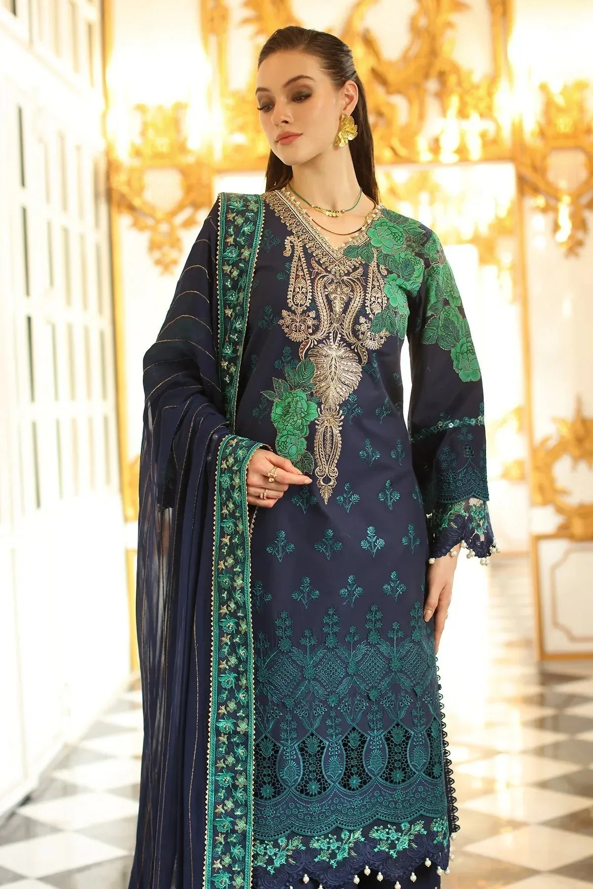 Charizma Tabeer Eid Edition 25 Dark Blue Chiffon – view 5 – Poshaq