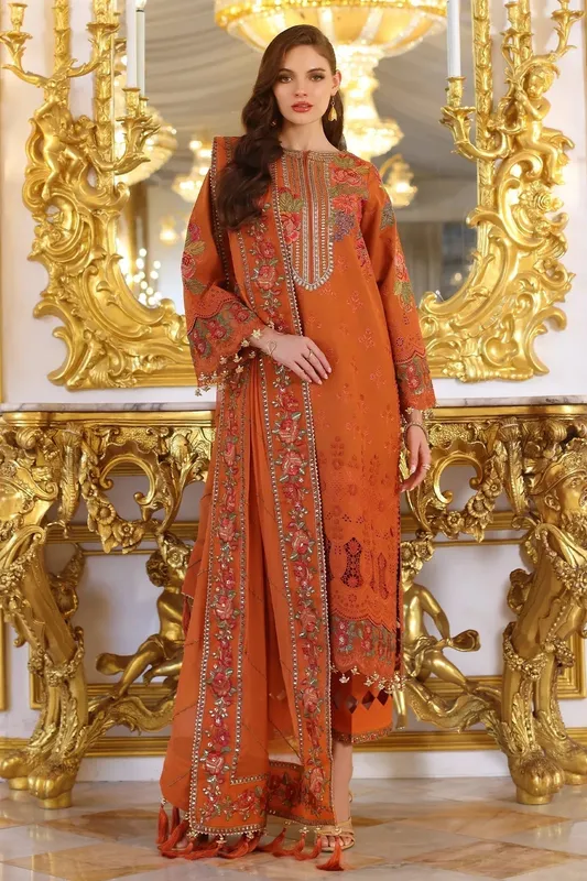 Charizma Tabeer Eid Edition 25 Burnt Orange Chiffon – view 1 – Poshaq