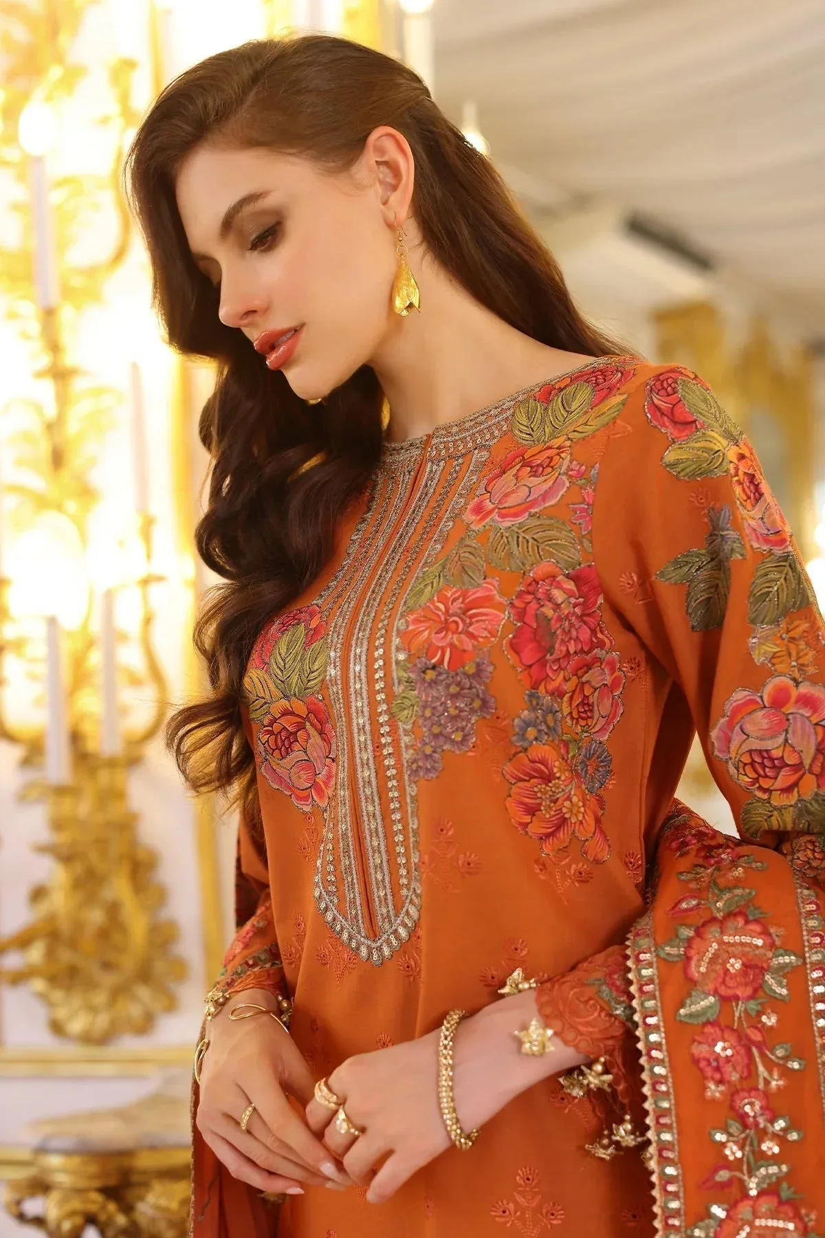 Charizma Tabeer Eid Edition 25 Burnt Orange Chiffon – view 3 – Poshaq