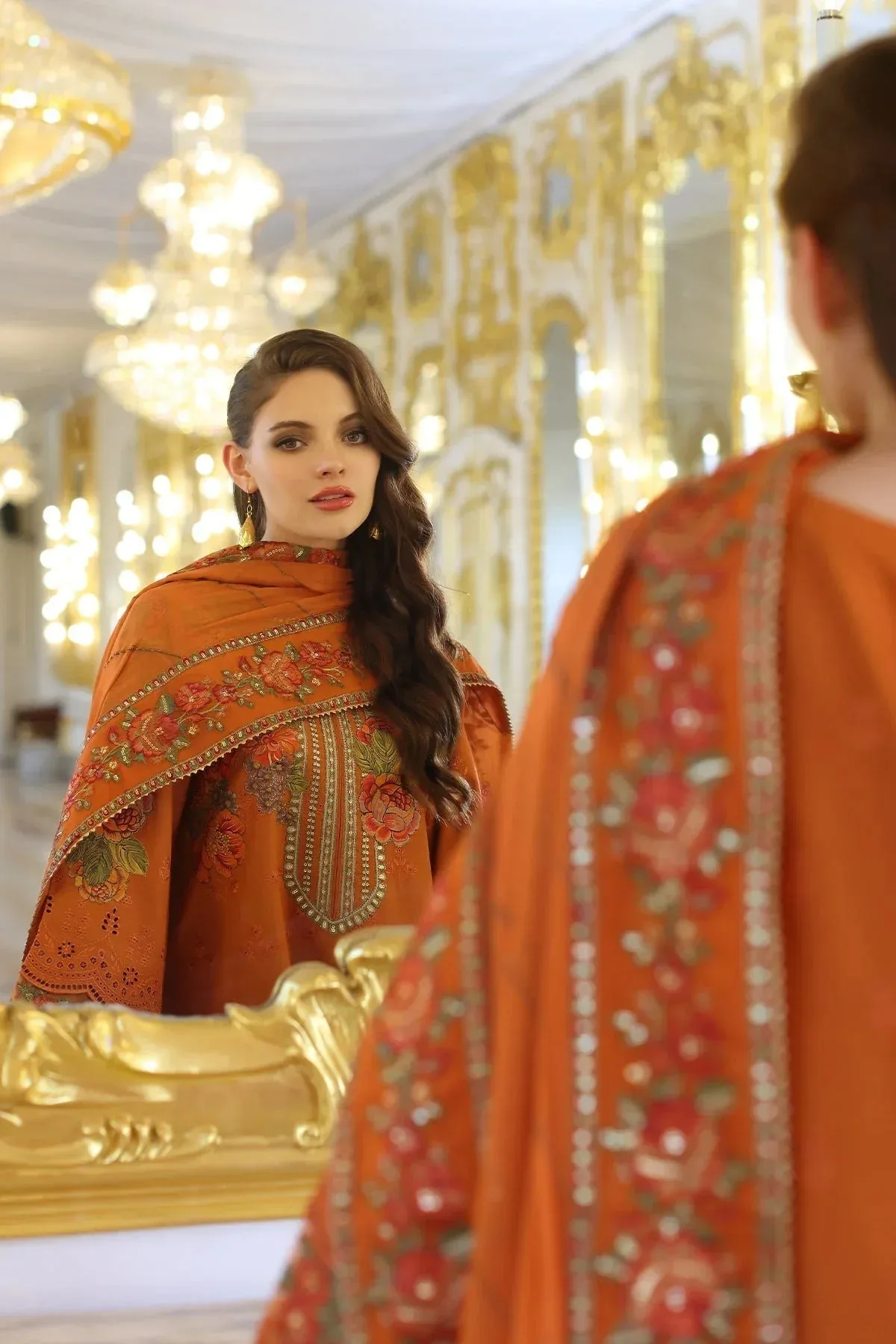 Charizma Tabeer Eid Edition 25 Burnt Orange Chiffon – view 4 – Poshaq