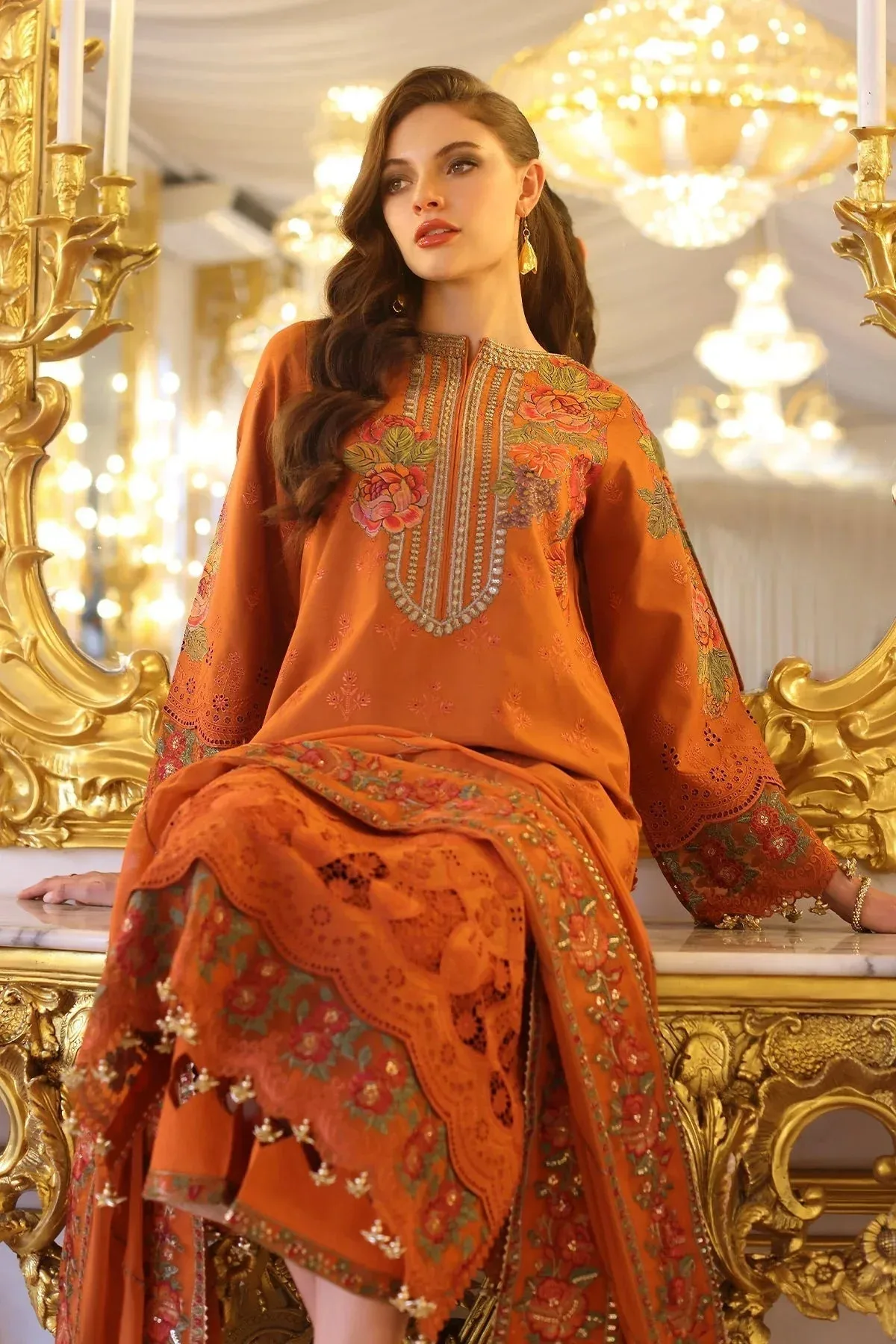 Charizma Tabeer Eid Edition 25 Burnt Orange Chiffon – view 5 – Poshaq